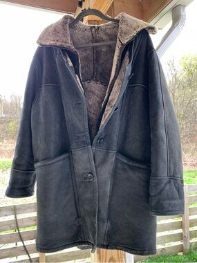 Men's Manteau shearling Lined  Coat - Gray
